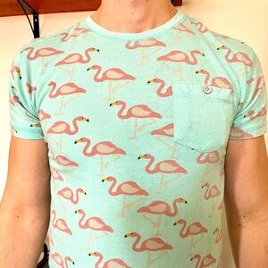Mens Slim Fit Large Flamingo T-Shirt